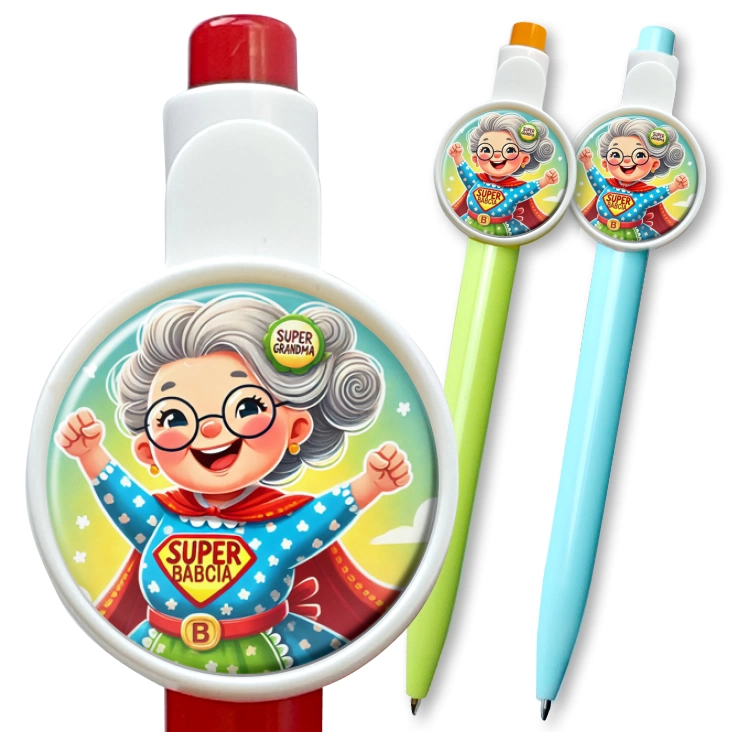 przypinka długopis Babcia superbohaterka