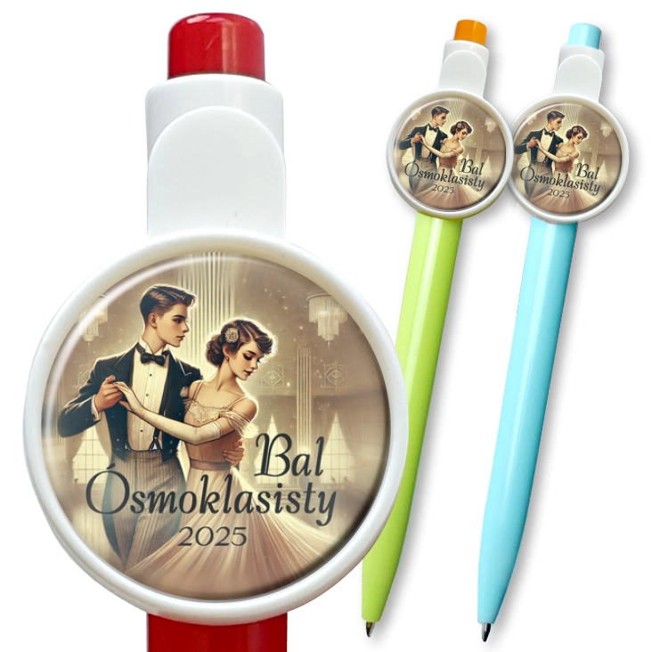 przypinka długopis Bal ósmoklasisty w stylu retro