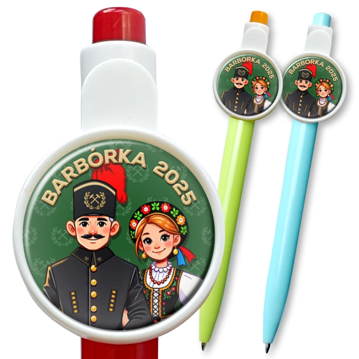 przypinka długopis Barbórka górnik w mundurze górniczym