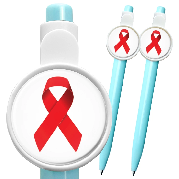 przypinka długopis Czerwona wstążka symbol walki z AIDS