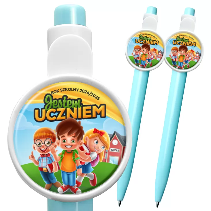 przypinka długopis Jestem uczniem z trójką dzieci