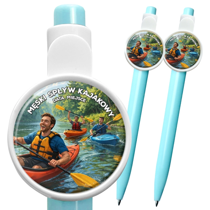 przypinka długopis Męski spływ kajakowy