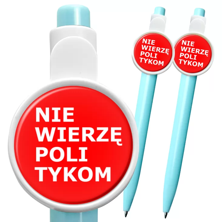 przypinka długopis Nie wierzę politykom