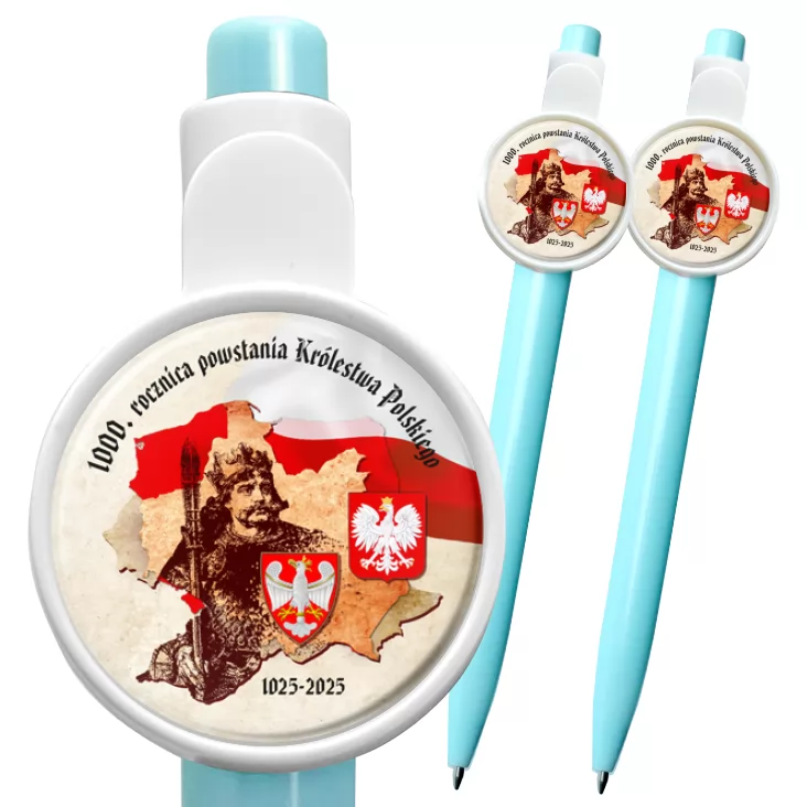 przypinka długopis 1000. rocznica powstania Królestwa Polskiego historyczna mapa