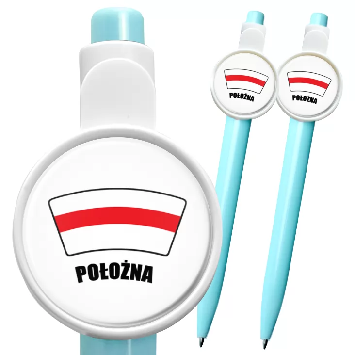 przypinka długopis Czerwony czepek położna
