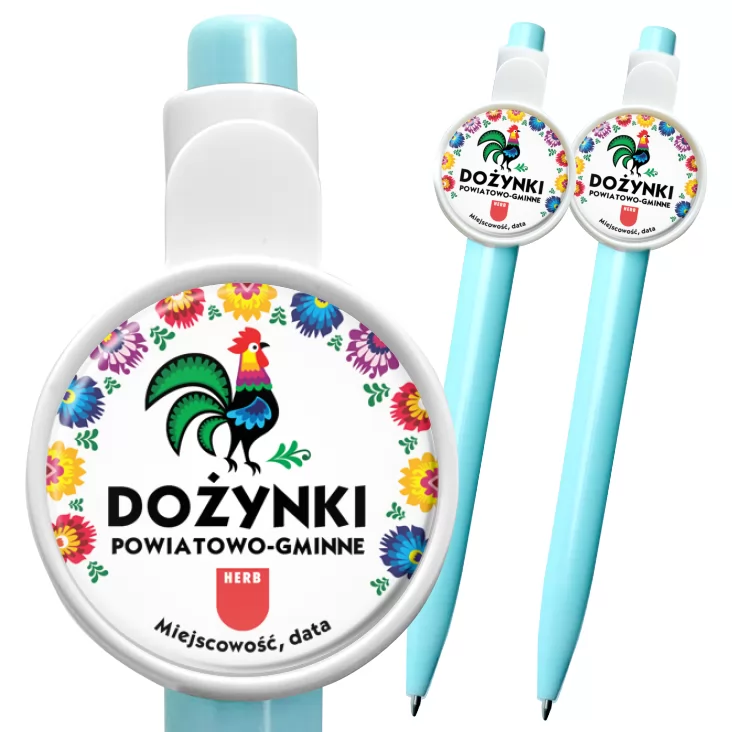 przypinka długopis Dożynki powiatowo-gminne z kogutem