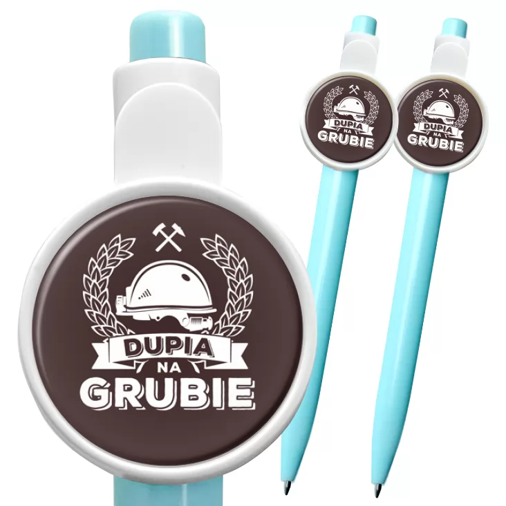 przypinka długopis Dupia na grubie