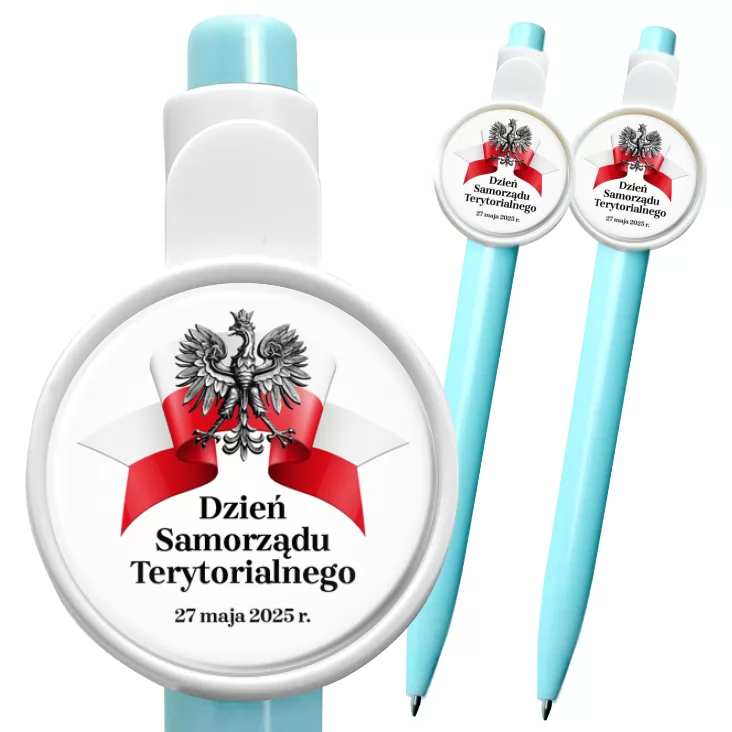 przypinka długopis Dzień Samorządu Terytorialnego na białym tle
