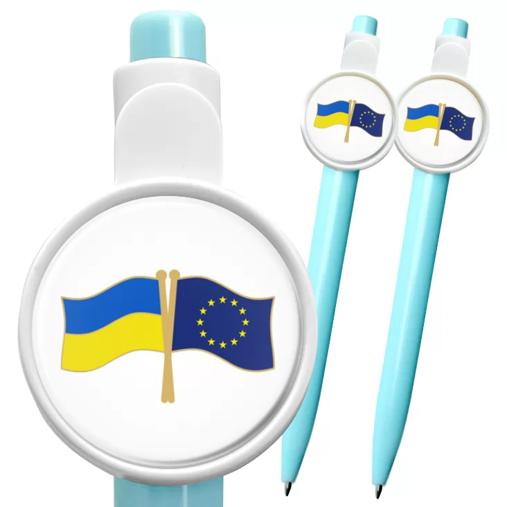przypinka długopis Flagi Ukraina Unia Europejska