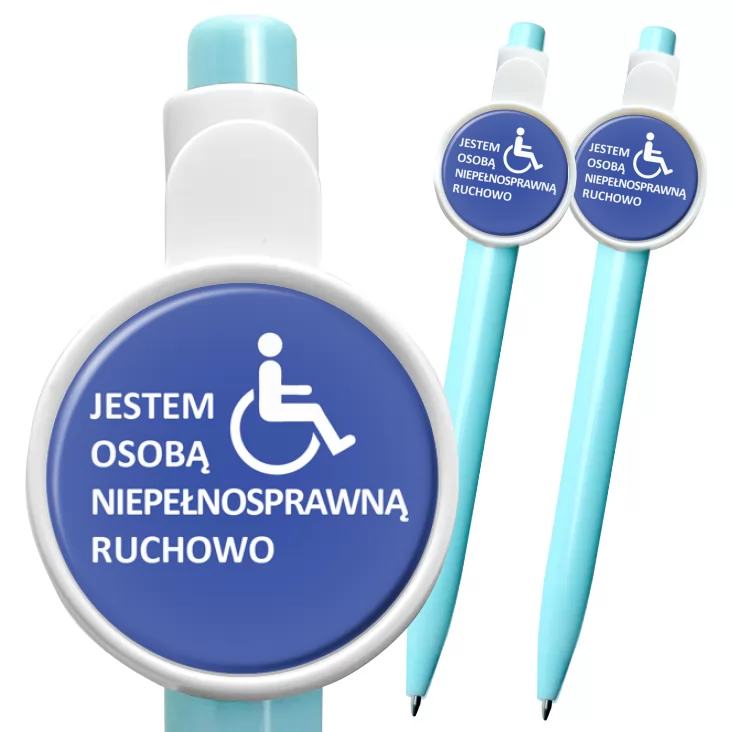 przypinka długopis Jestem osobą niepełnosprawną ruchowo
