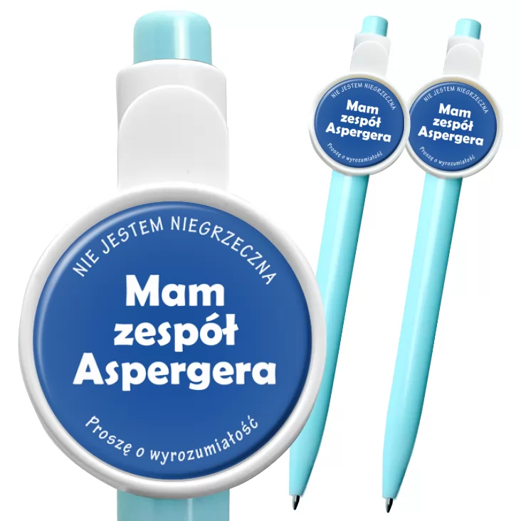 przypinka długopis Mam zespół Aspergera