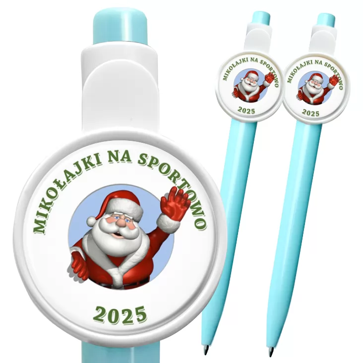 przypinka długopis Mikołajki na sportowo