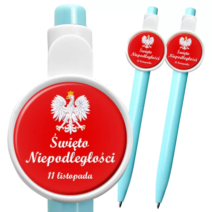 przypinka długopis Narodowe Święto Niepodległości na czerwonym tle