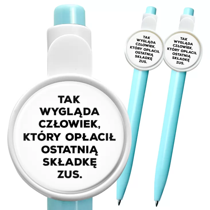 przypinka długopis Ostatnia składka ZUS
