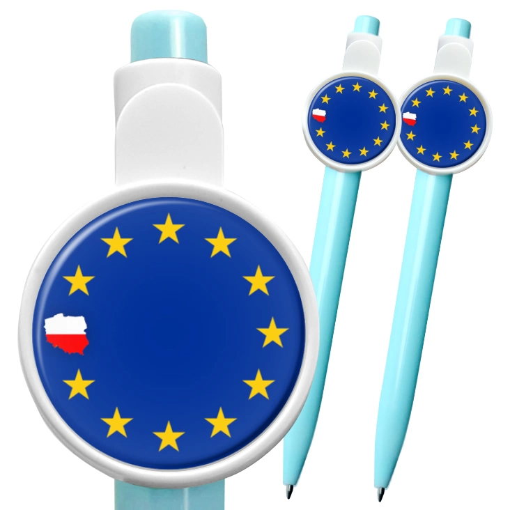 przypinka długopis Polska jako gwiazdka Unii Europejskiej