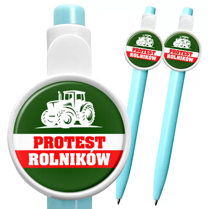 przypinka długopis Protest rolników z ciągnikiem