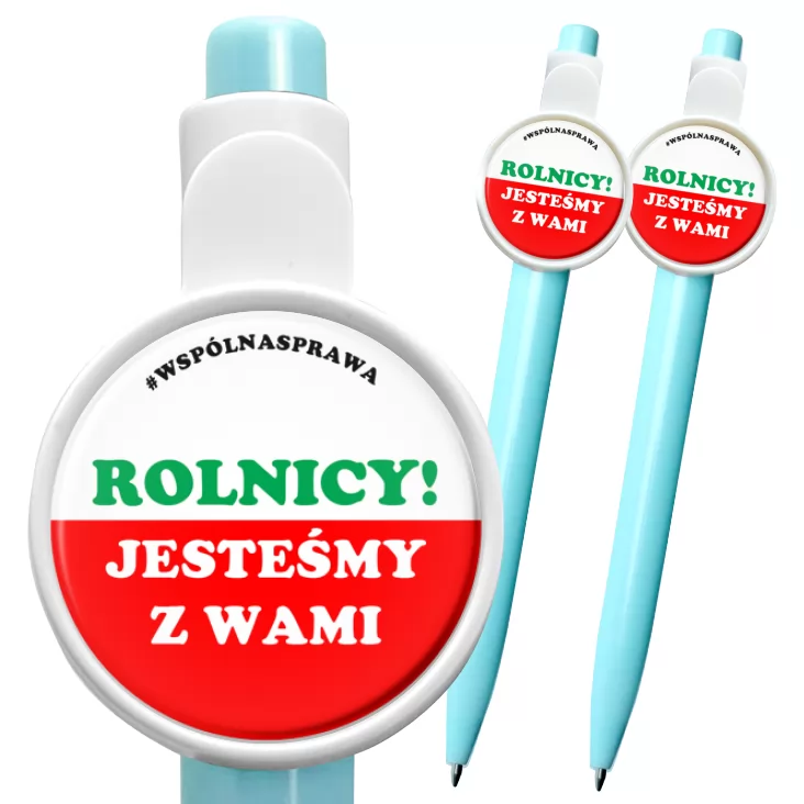 przypinka długopis Rolnicy jesteśmy z Wami
