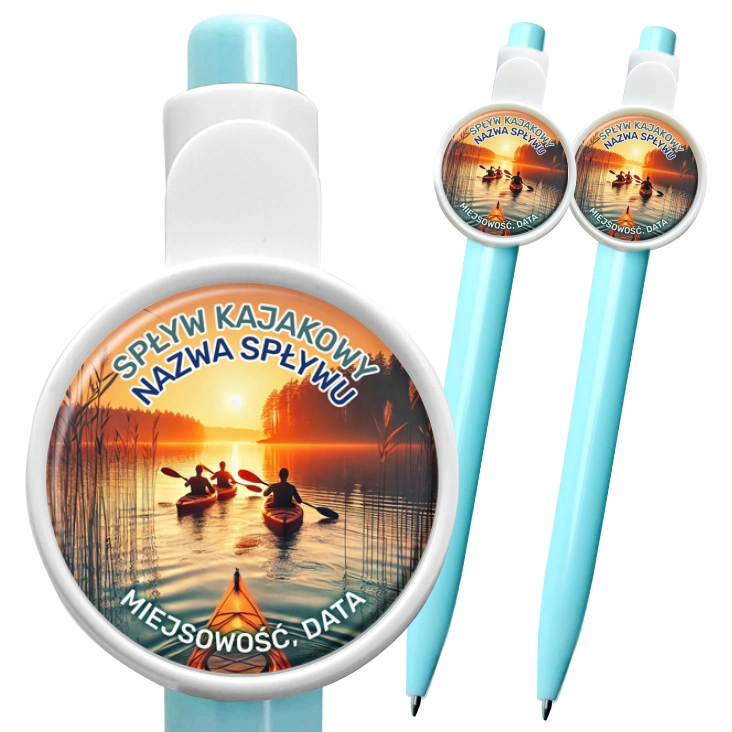 przypinka długopis Spływ kajakowy zachód słońca