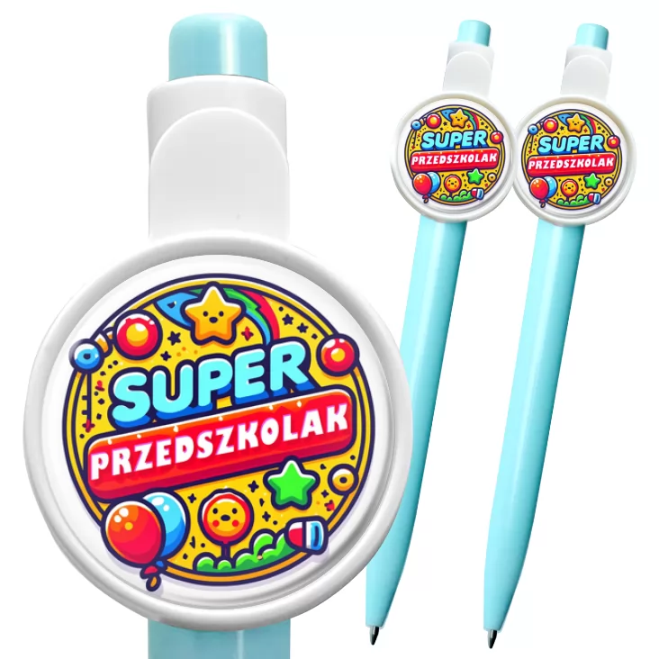 przypinka długopis Super Predszkolak na kolorowo