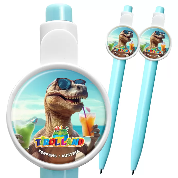 przypinka długopis Tyranozaur na wakacjach w Tirolland