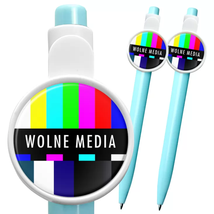 przypinka długopis Wolne media brak sygnału