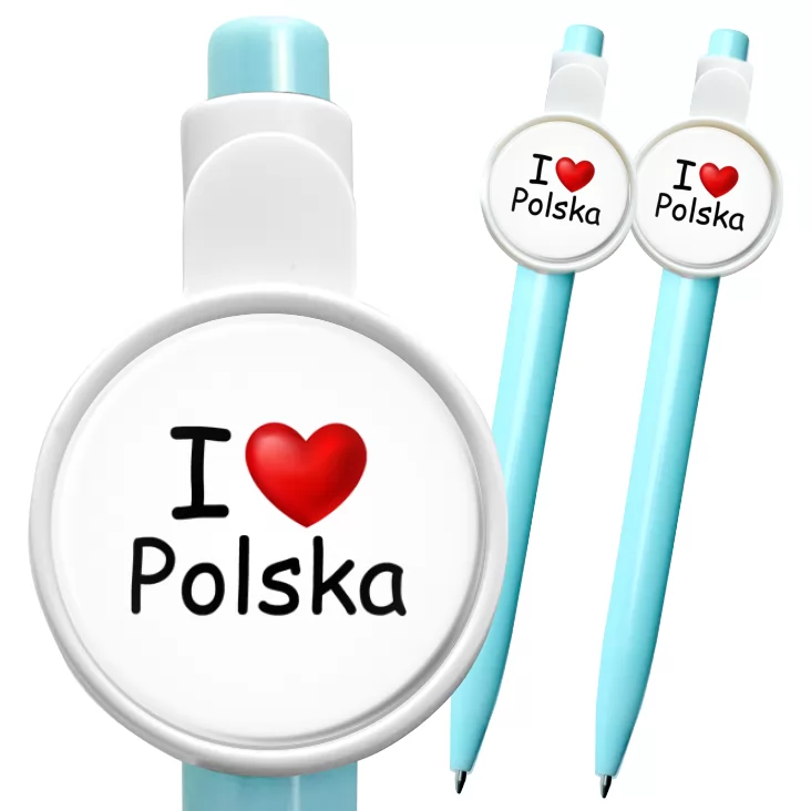 przypinka długopis I love Polska serduszko