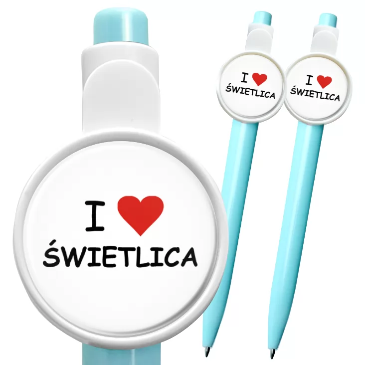 przypinka długopis I love świetlica