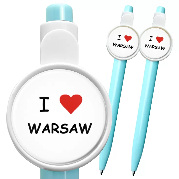 przypinka długopis I love Warszawa