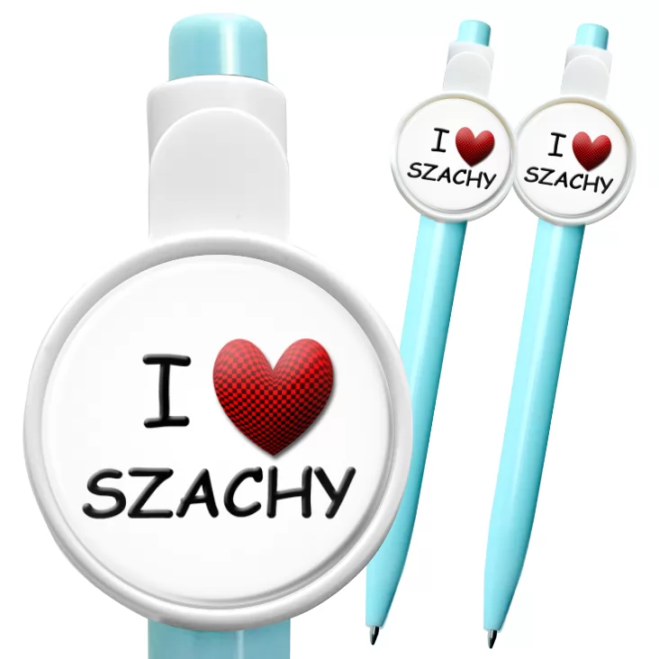 przypinka długopis I love szachy