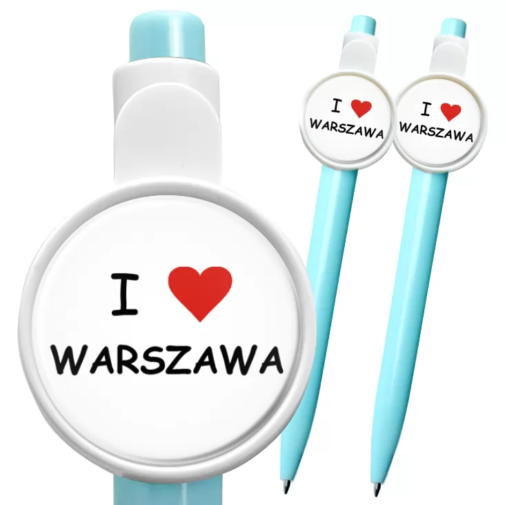 przypinka długopis I love Warszawa