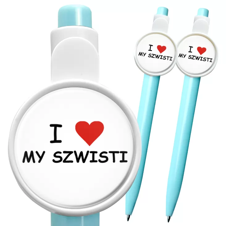przypinka długopis I love my szwisti