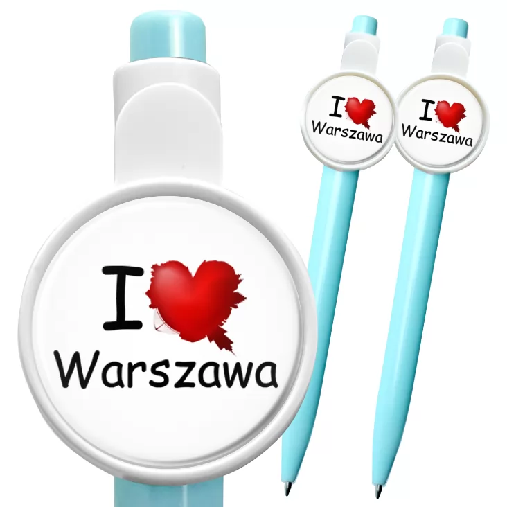 przypinka długopis I love Warszawa