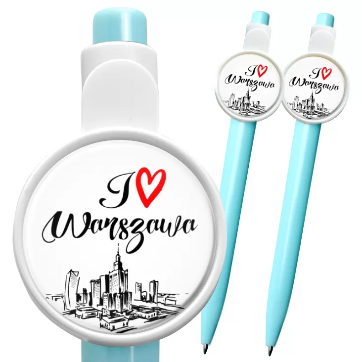przypinka długopis I love Warszawa