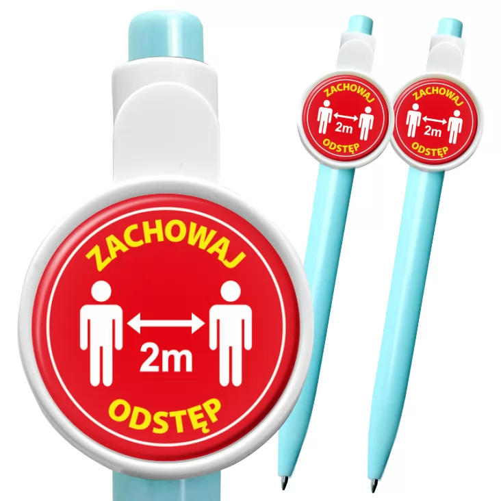 przypinka długopis Zachowaj odstęp czerwony