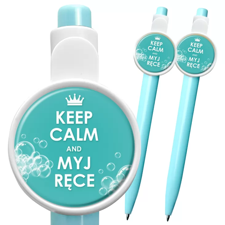 przypinka długopis Keep calm and myj ręce