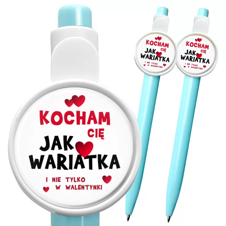 przypinka długopis Kocham Cię Jak wariatka