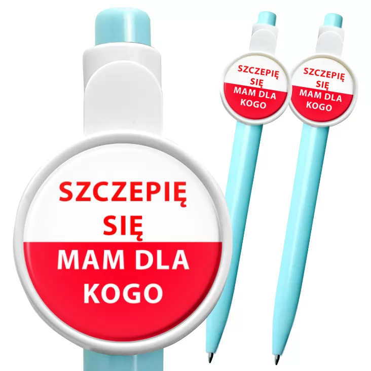 przypinka długopis Szczepię się. Mam dla kogo