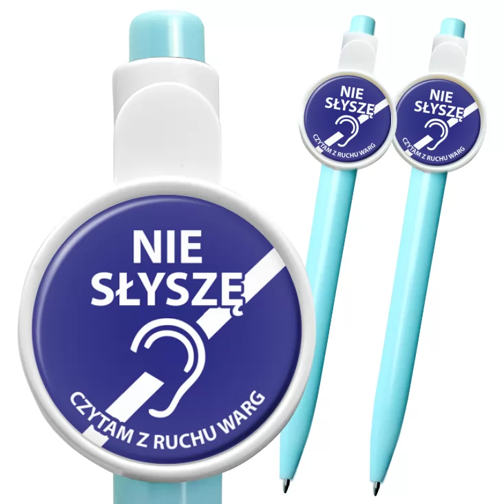 przypinka długopis Nie słyszę