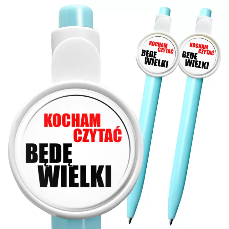 przypinka długopis Kocham czytać - będę wielki