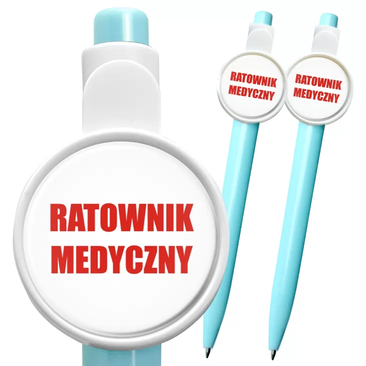 przypinka długopis Ratownik Medyczny czerwony napis