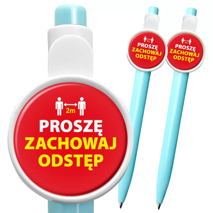 przypinka długopis Zachowaj odstęp proszę