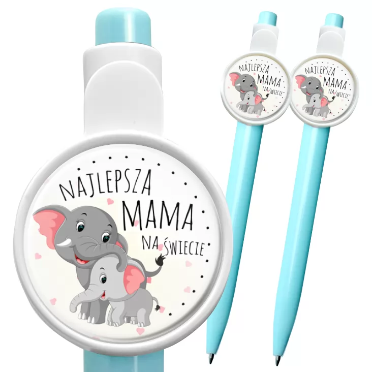 przypinka długopis Dzień Matki Najlepsza mama na świecie Słoniki