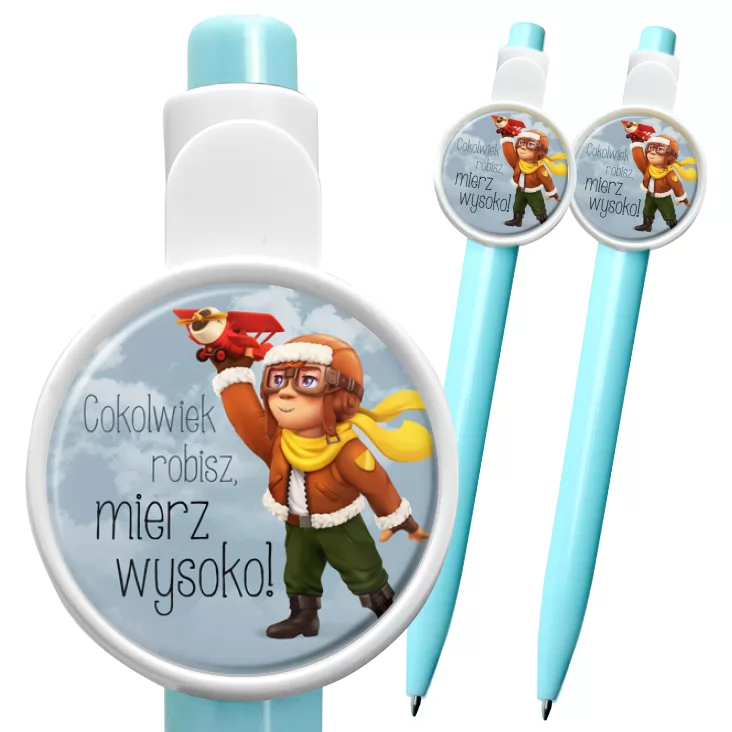 przypinka długopis Cokolwiek robisz mierz wysoko bohater