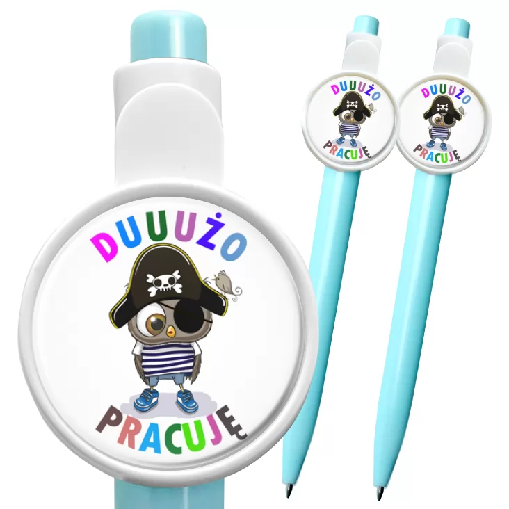 przypinka długopis Dużo pracuję