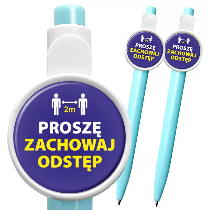 przypinka długopis Proszę zachowaj odstęp