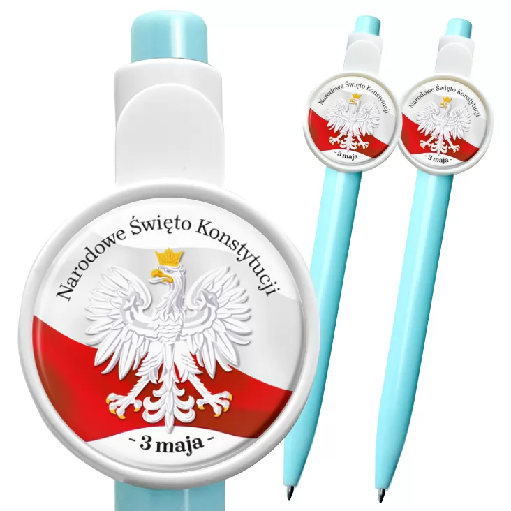 przypinka długopis 3 maja Narodowe Święto Konstytucji orzeł na tle flagi