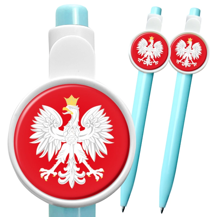 przypinka długopis Orzeł na czerwonym tle