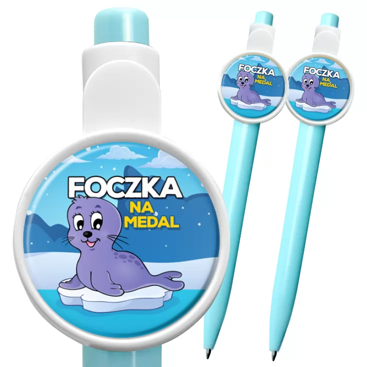 przypinka długopis Foczka na medal