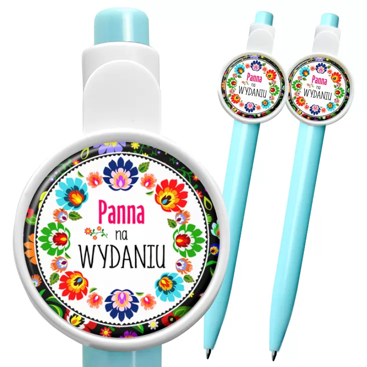przypinka długopis Panna na wydaniu