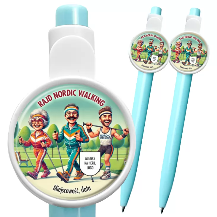 przypinka długopis Rajd Nordic Walking Szerokie uśmiechy
